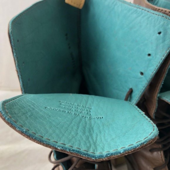 PS Kaufman  Brown Crosswalk Leather Block Heel Lace Up Ankle Boots Size 9.5 - Picture 5 of 7